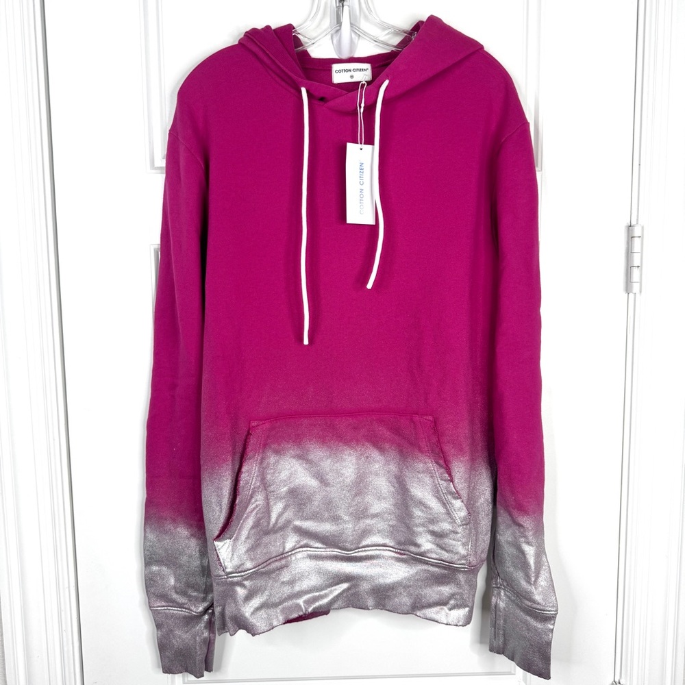 COTTON CITIZEN Hoodie Sweatshirt NEW Pink Metallic Silver Ombre NEW Size M